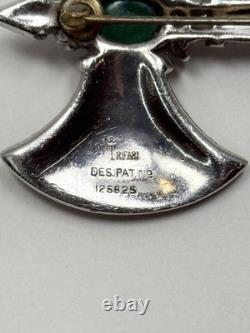 Rare Vintage Alfred Philippe Trifari Axe Brooch With Enamel & Cabochons-Book Piece