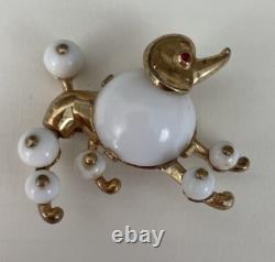Rare Vintage Alfred Philippe Trifari White Poodle Brooch Pin