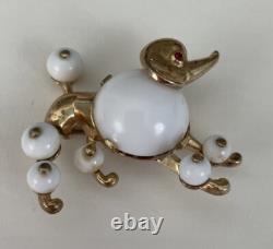 Rare Vintage Alfred Philippe Trifari White Poodle Brooch Pin