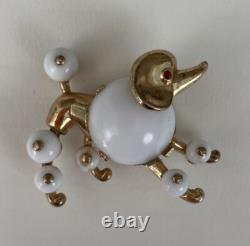 Rare Vintage Alfred Philippe Trifari White Poodle Brooch Pin