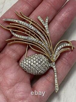 Rare Vintage Crown Trifari Alfred Philippe 1963 Pine Cone Rhinestone Brooch