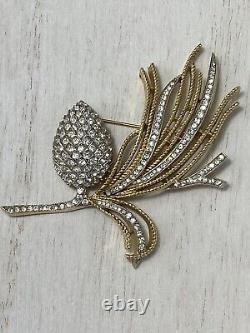 Rare Vintage Crown Trifari Alfred Philippe 1963 Pine Cone Rhinestone Brooch