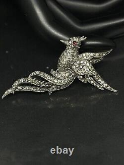 Rare Vintage Crown Trifari Alfred Philippe Brooch Pin Phoenix Signed 2.5 Tested