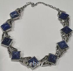 Rare Vintage Crown Trifari Alfred Philippe Moonstone Blue/Silver Necklace
