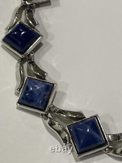 Rare Vintage Crown Trifari Alfred Philippe Moonstone Blue/Silver Necklace