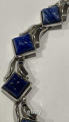 Rare Vintage Crown Trifari Alfred Philippe Moonstone Blue/Silver Necklace