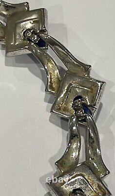 Rare Vintage Crown Trifari Alfred Philippe Moonstone Blue/Silver Necklace