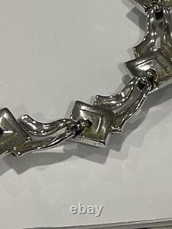 Rare Vintage Crown Trifari Alfred Philippe Moonstone Blue/Silver Necklace