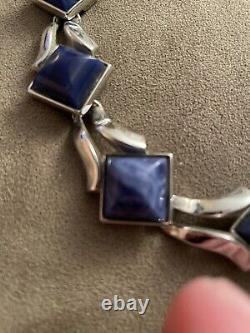 Rare Vintage Crown Trifari Alfred Philippe Moonstone Blue/Silver Necklace