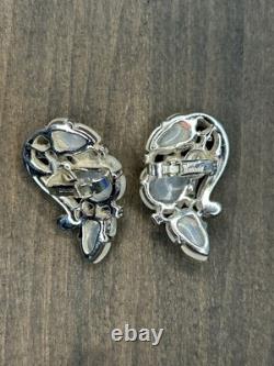 Rare Vintage Crown Trifari Alfred Philippe Moonstone Fruit Salad Earrings