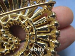 Rare Vintage Crown Trifari Alfred Philippe Rhinestone Gold-tone Swirl Pin Brooch