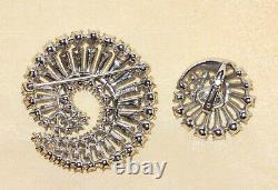 Rare Vintage Crown Trifari Alfred Philippe Rhinestone Swirl Pin Brooch & Earring