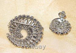 Rare Vintage Crown Trifari Alfred Philippe Rhinestone Swirl Pin Brooch & Earring