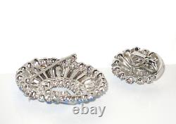 Rare Vintage Crown Trifari Alfred Philippe Rhinestone Swirl Pin Brooch & Earring