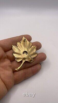 Rare Vintage Crown Trifari Leaf Pear Pearl Alfred Philippe Brooch Pin