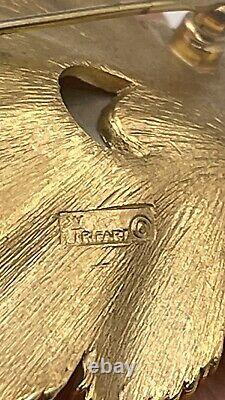 Rare Vintage Crown Trifari Leaf Pear Pearl Alfred Philippe Brooch Pin