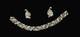 Rare Vintage Crown Trifari Pat Pend Aqua Blue Rhinestone Demi-Parure Set