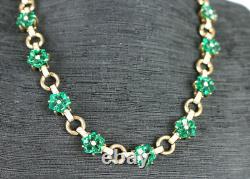 Rare Vintage Trifari Alfred Philippe Moghul Emerald Green Flower Necklace