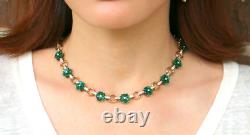 Rare Vintage Trifari Alfred Philippe Moghul Emerald Green Flower Necklace
