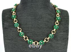Rare Vintage Trifari Alfred Philippe Moghul Emerald Green Flower Necklace