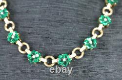 Rare Vintage Trifari Alfred Philippe Moghul Emerald Green Flower Necklace