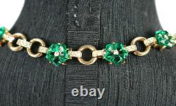 Rare Vintage Trifari Alfred Philippe Moghul Emerald Green Flower Necklace