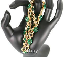 Rare Vintage Trifari Alfred Philippe Moghul Emerald Green Flower Necklace