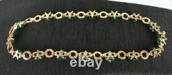 Rare Vintage Trifari Alfred Philippe Moghul Emerald Green Flower Necklace