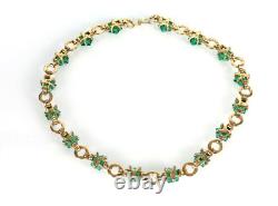 Rare Vintage Trifari Alfred Philippe Moghul Emerald Green Flower Necklace