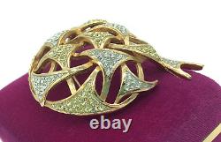 Rare Vintage Trifari Alfred Philippe Pave Diamante'Fireworks' Dome Gold Brooch