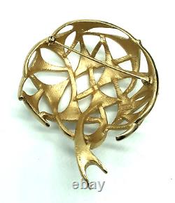 Rare Vintage Trifari Alfred Philippe Pave Diamante'Fireworks' Dome Gold Brooch