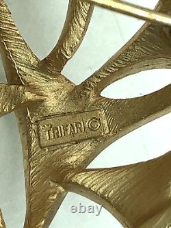 Rare Vintage Trifari Alfred Philippe Pave Diamante'Fireworks' Dome Gold Brooch