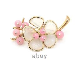 Rare Vintage Trifari Alfred Philippe Poured Glass Moulded Cherry Blossom Brooch