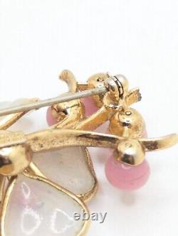 Rare Vintage Trifari Alfred Philippe Poured Glass Moulded Cherry Blossom Brooch