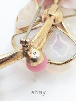 Rare Vintage Trifari Alfred Philippe Poured Glass Moulded Cherry Blossom Brooch