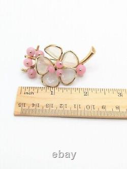 Rare Vintage Trifari Alfred Philippe Poured Glass Moulded Cherry Blossom Brooch
