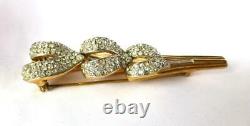 Rare Vintage Trifari Alfred Philippe Rhinestone Art Deco Leaf Baguette Brooch