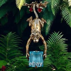 Rare Vintage Trifari Alfred Philippe Sterling Rhinestone Vermeil Hanging Monkey