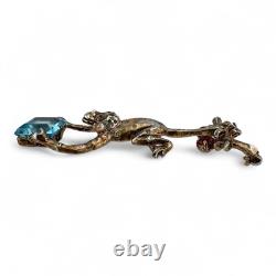 Rare Vintage Trifari Alfred Philippe Sterling Rhinestone Vermeil Hanging Monkey