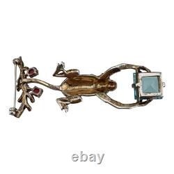 Rare Vintage Trifari Alfred Philippe Sterling Rhinestone Vermeil Hanging Monkey