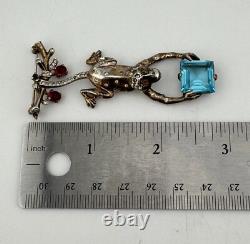 Rare Vintage Trifari Alfred Philippe Sterling Rhinestone Vermeil Hanging Monkey