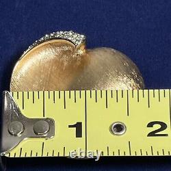 Rare Vtg Signed Alfred Philippe Crown Trifari Gold Toned Heart Brooch withDiamanté
