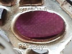Rare! Vtg Singed Trifari Alfred Philippe Sterling Silver Cabochon Earrings