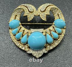 Rare Vtg Trifari Alfred Philippe Jewels of India Turquoise Jeweled Mogul Brooch