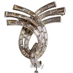 Rare Vtg. Trifari Pat Pend Brooch Alfred Philippe Clear Baguette 1953 Dangle SB