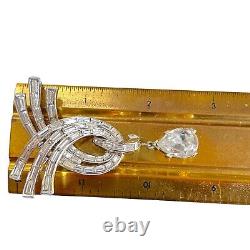 Rare Vtg. Trifari Pat Pend Brooch Alfred Philippe Clear Baguette 1953 Dangle SB