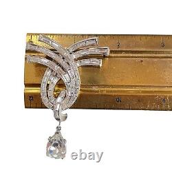 Rare Vtg. Trifari Pat Pend Brooch Alfred Philippe Clear Baguette 1953 Dangle SB