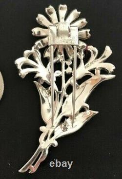 SUPERB Crown Trifari Alfred Philippe Figural Enameled Flower Fur Pin Brooch