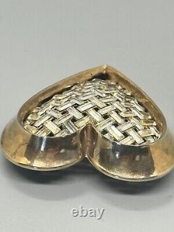 Signed Alfred Philippe Trifari Rhinestone Basket Weave Heart Brooch