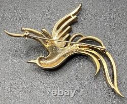 Signed Crown Trifari Alfred Philippe Bird of Paradise Brooch Pin Missing Stones